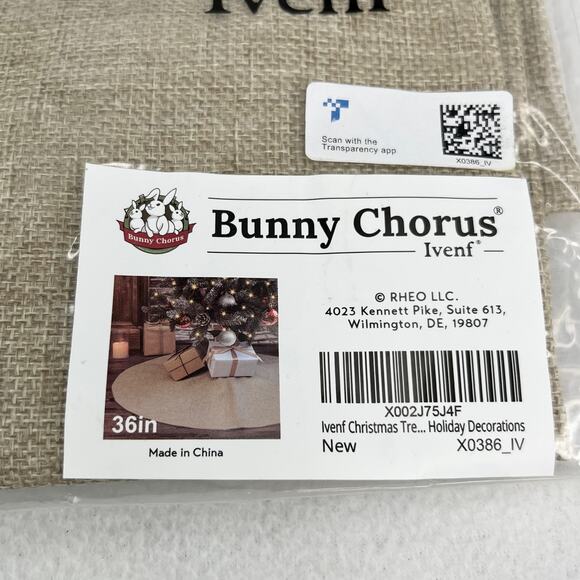 Bunny Chorus Ivenf Double-Layer Burlap Tree Skirt 36" Rustic Jute Christmas New - Picture 3 of 13